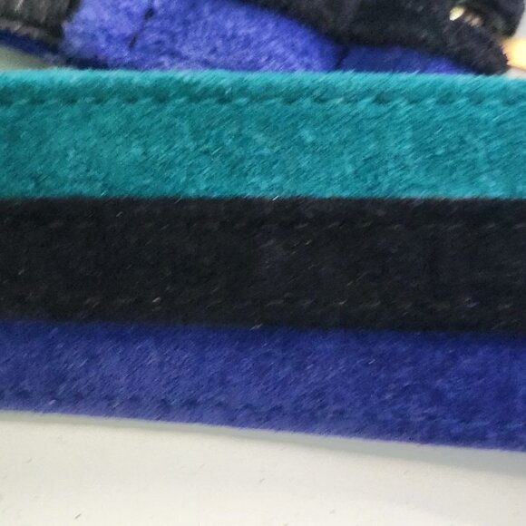 Vintage Jaeger Blue Black Turquoise Suede Belt Size 32 - Picture 2 of 5